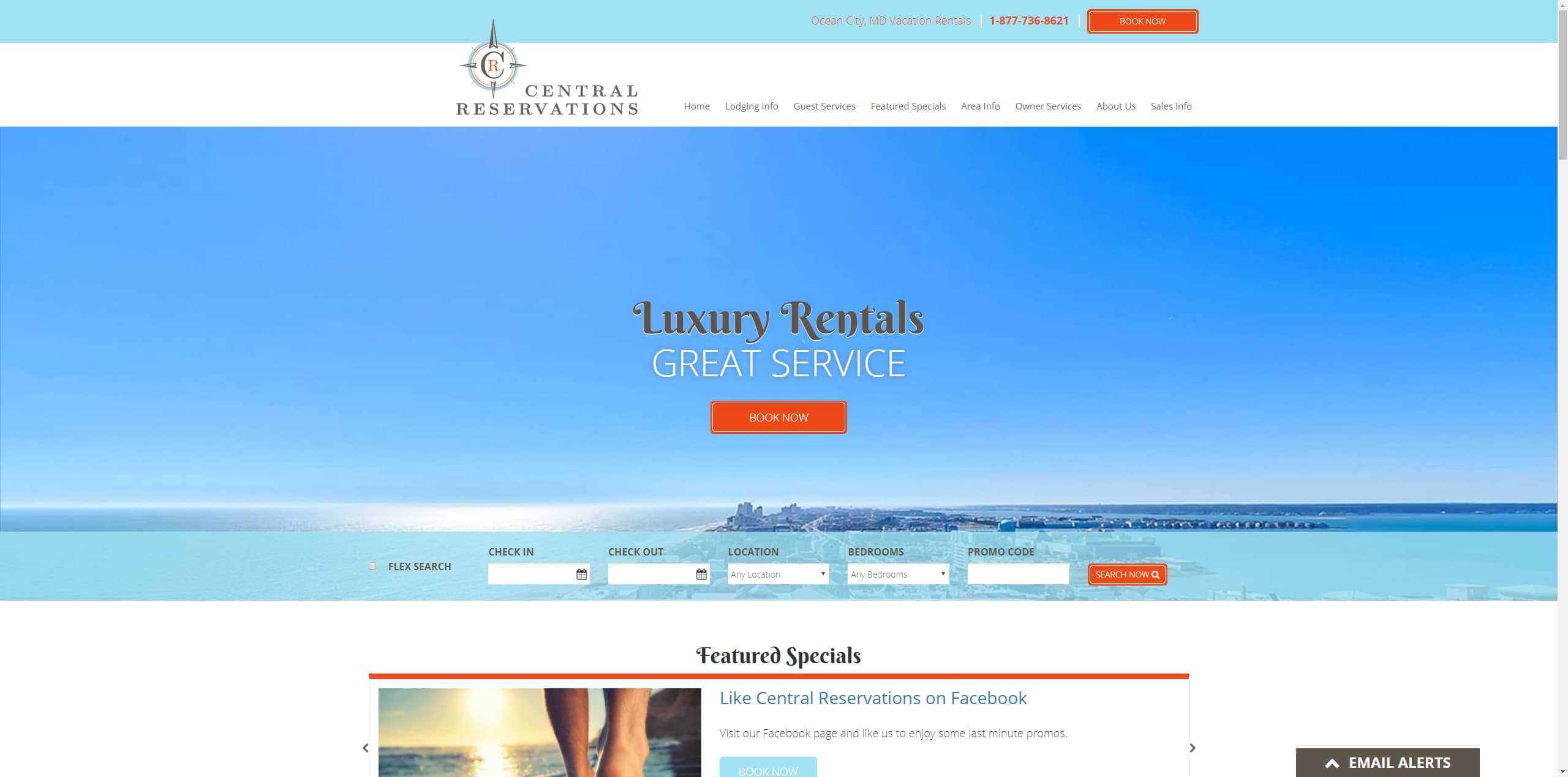 Central Reservation's main page by web developer Alyssa Videlock