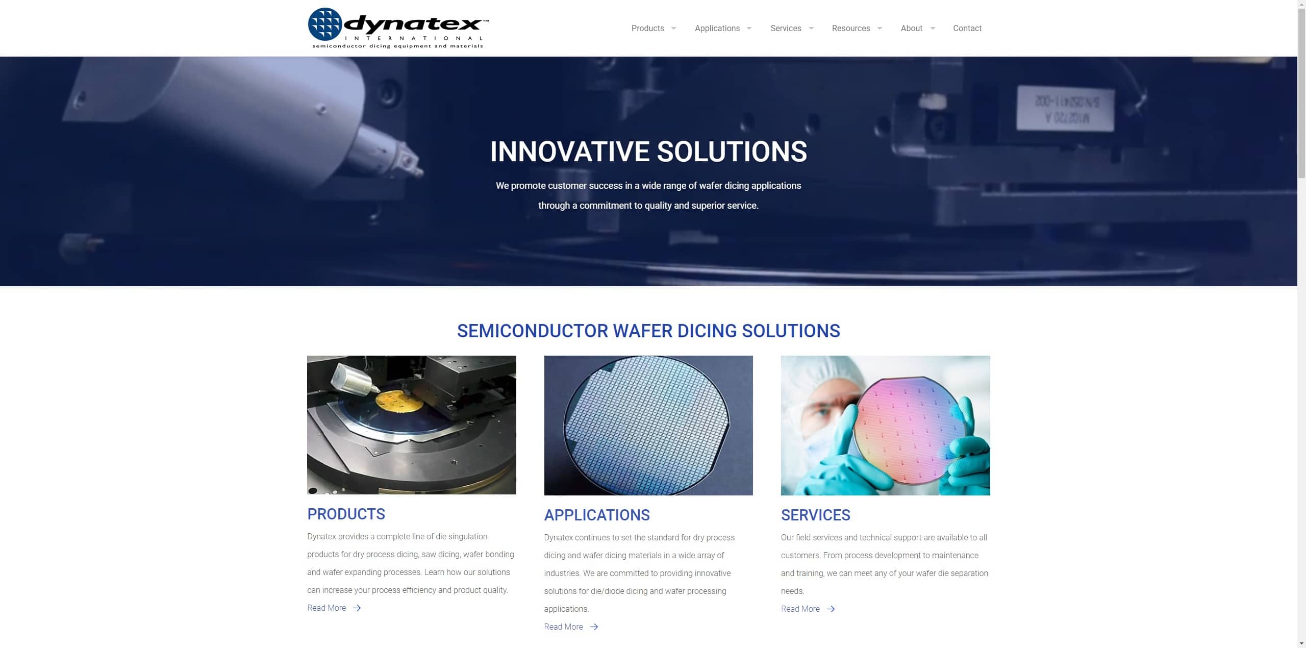 Dynatex International's home page by web developer Alyssa Videlock